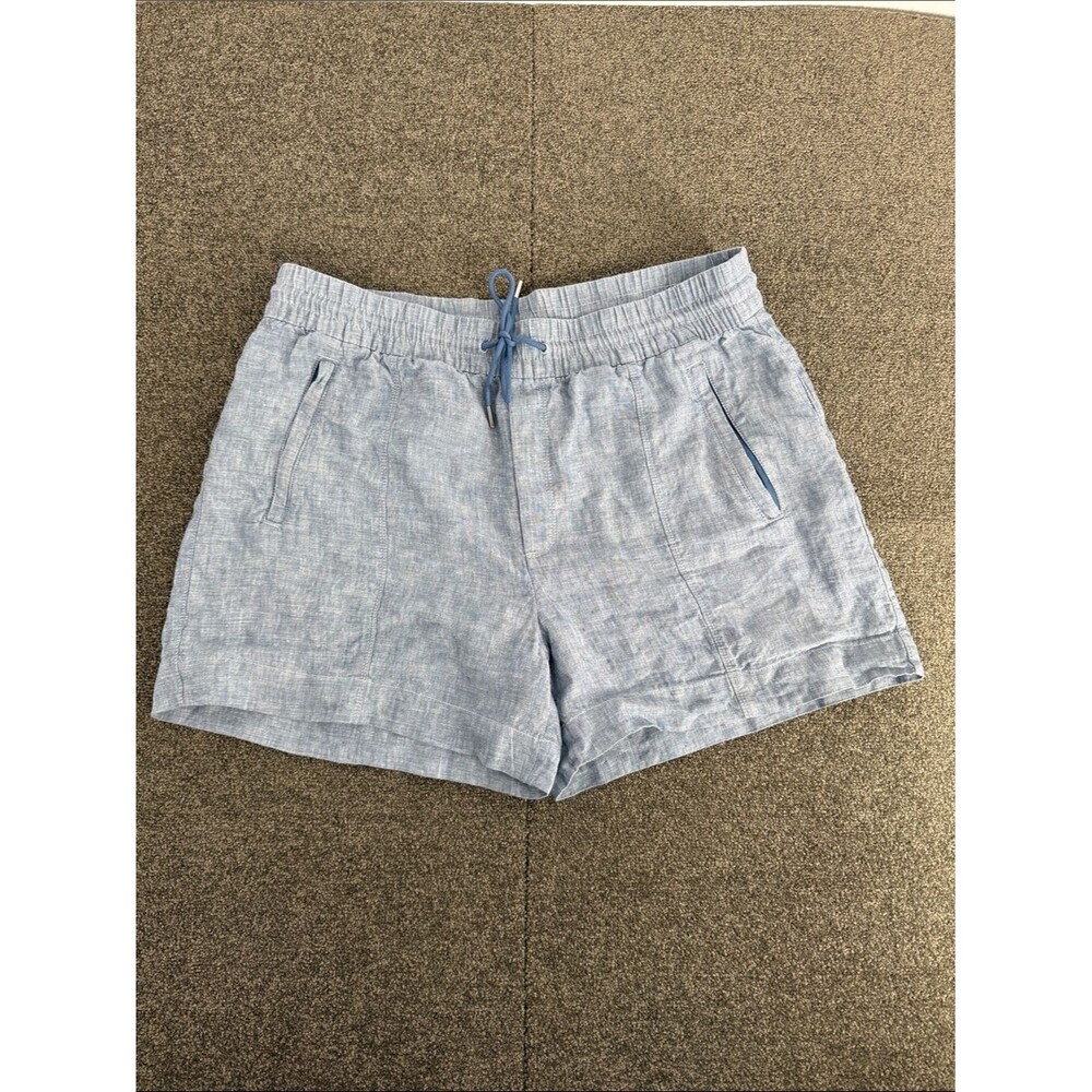 Athleta Shorts Wm 14 Light Blue Linen Drawstring Casual Summer Vacation Comfort